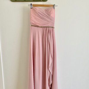 Soft pink chiffon bridesmaid dress with jewel belt